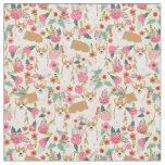 welsh corgi fabric print floral design
