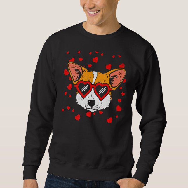 Welsh Corgi Face Heart Glasses Cute Dog   Sweatshirt (Front)