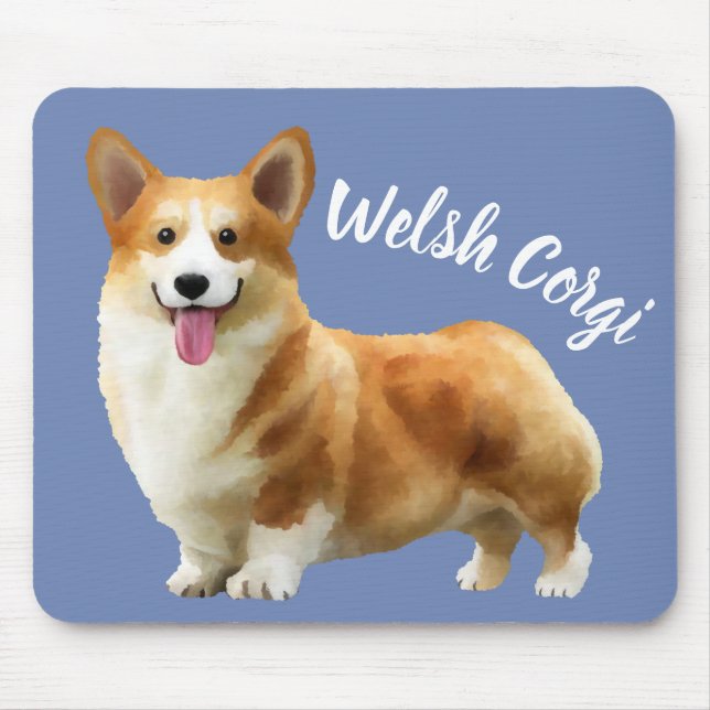 Welsh Corgi Illustrated Mousepad (Front)