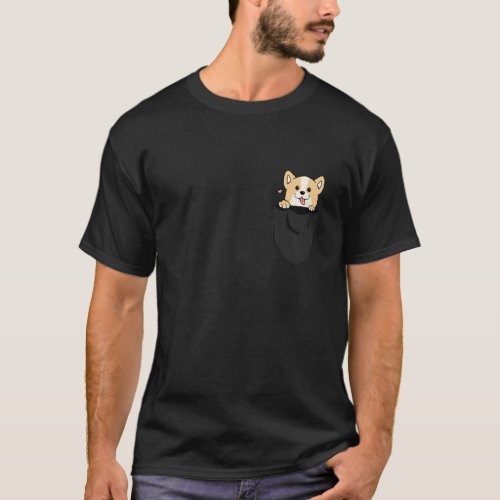 Welsh Corgi In Pocket Corgi Dog Lover Awesome T_Shirt