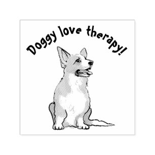 Welsh corgi love therapy self-inking stamp