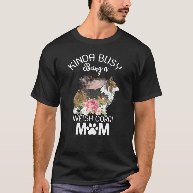 Welsh Corgi Mom Floral Dog Women T-Shirt (Front)