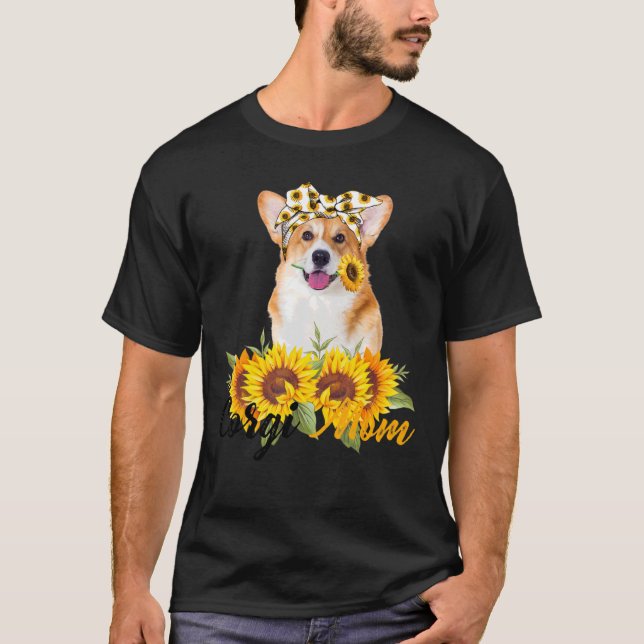 Welsh Corgi Mom Sunflower Summer Dog Mom Mama Wome T-Shirt (Front)