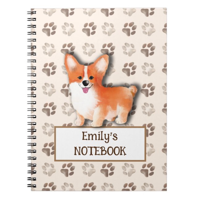 Welsh Corgi Pembroke dog footprint customizable  Notebook (Front)