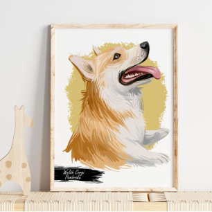 Welsh Corgi Pembroke Dog Portrait Pet Portrait Poster