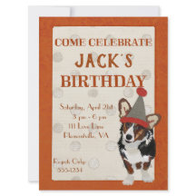 WELSH CORGI POLKADOT Birthday Invitation