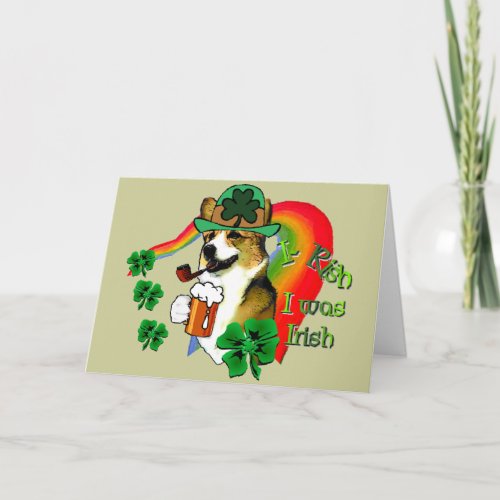 Welsh Corgi Saint Patricks Day Card