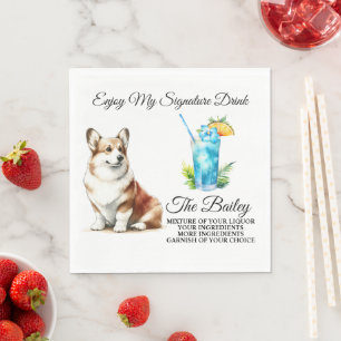 Welsh Corgi Signature Drink Wedding Pet Napkins