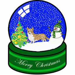 welsh corgi snow globe statuette