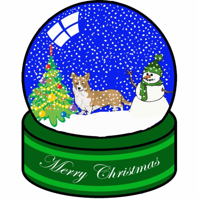 welsh corgi snow globe statuette (Front)