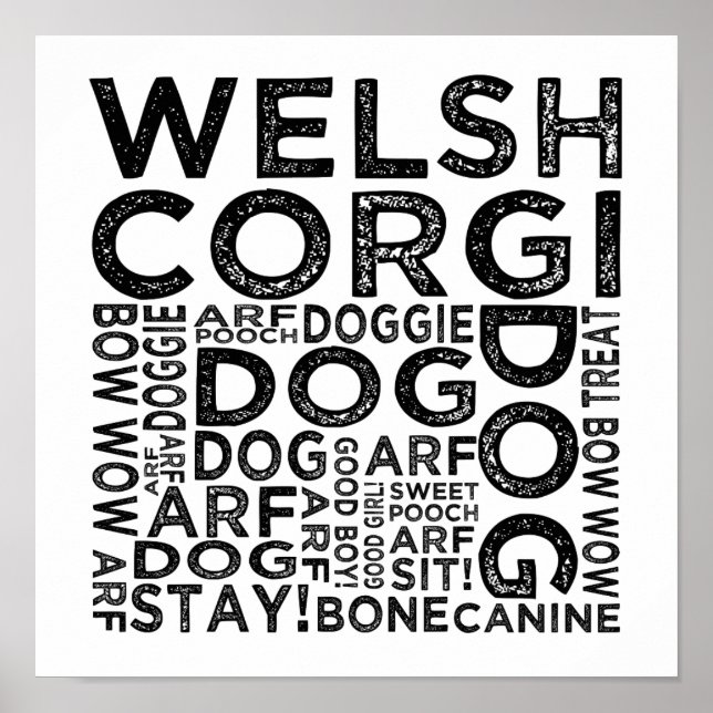 Welsh Corgi Typography Poster (Front)