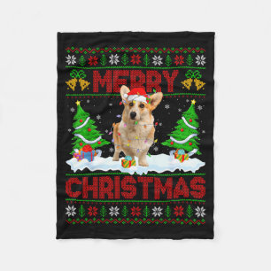 Welsh Corgi Ugly Xmas Sweater Funny Pet Dog Lover Fleece Blanket
