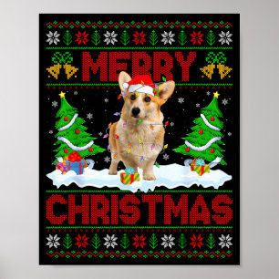 Welsh Corgi Ugly Xmas Sweater Funny Pet Dog Lover Poster