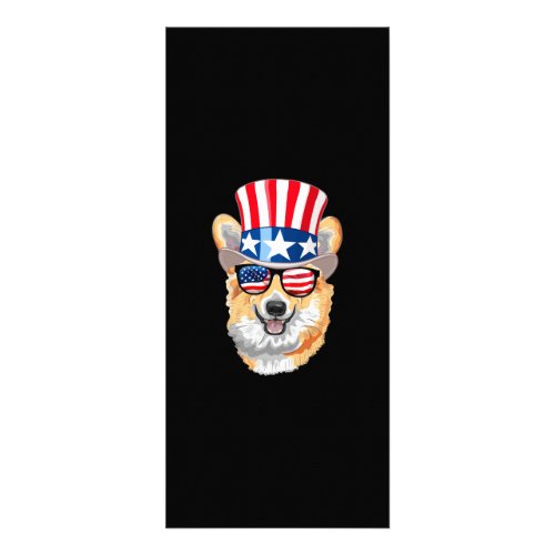 Welsh Corgi USA Flag Hat Glasses 4th of July Rack Card