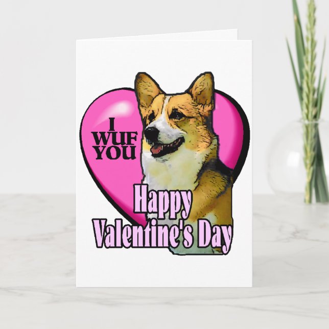 Welsh Corgi Valentine's Day Gifts Holiday Card (Front)