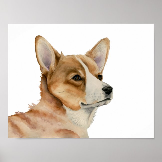 Welsh Corgi Watercolor Painting