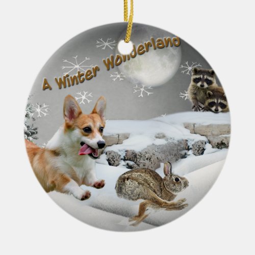 Welsh Corgi Winter Wonderland Ornament