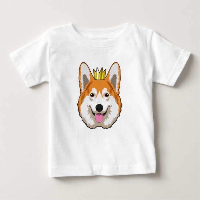 Welsh Corgi with Crown Baby T-Shirt (Front)
