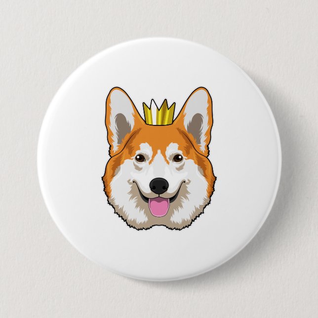 Welsh Corgi with Crown Button (Front)