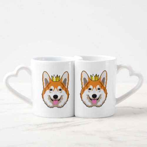 Welsh Corgi with Crown Coffee Mug Set