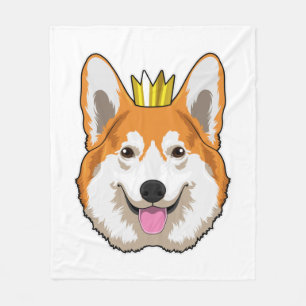 Welsh Corgi with Crown Fleece Blanket