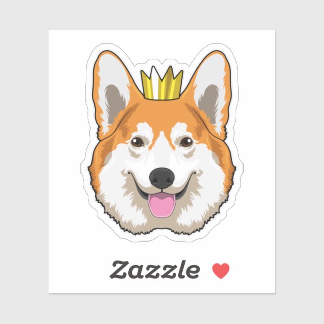 Welsh Corgi with Crown Sticker (Sheet)
