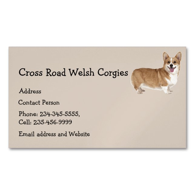 Welsh Corgies Dog Pet Animal Logo Business Card Magnet (Front)