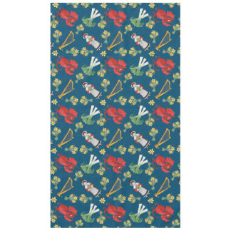 Welsh Costume and Emblems, Blue Cotton Tablecloth