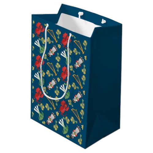 Welsh Costume and Emblems Blue Medium Gift Bag