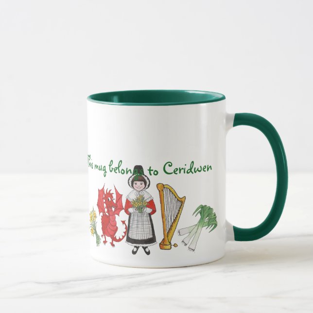 Welsh Costume, Emblems, Coffee Mug to Personalize (Right)