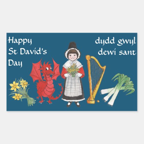 Welsh Costume Emblems St Davids Day Stickers