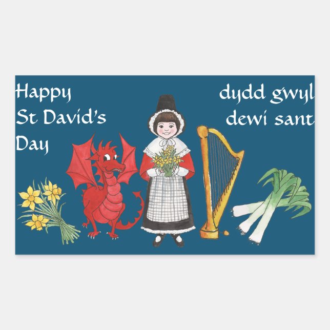 Welsh Costume, Emblems, St David's Day Stickers (Front)