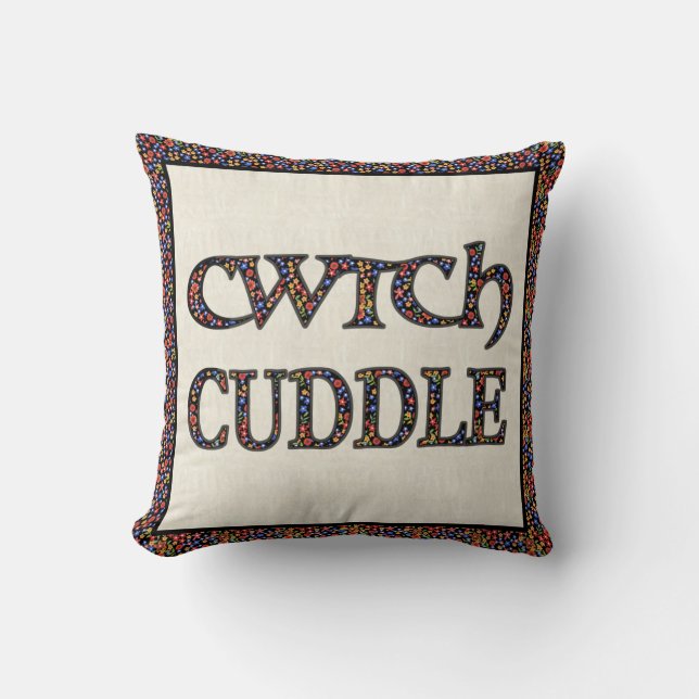 Welsh Cwtch Throw Pillow, Cushion: Ditzy Floral Throw Pillow (Front)