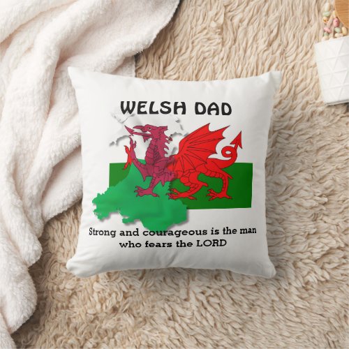 WELSH DAD Flag of Wales Throw Pillow