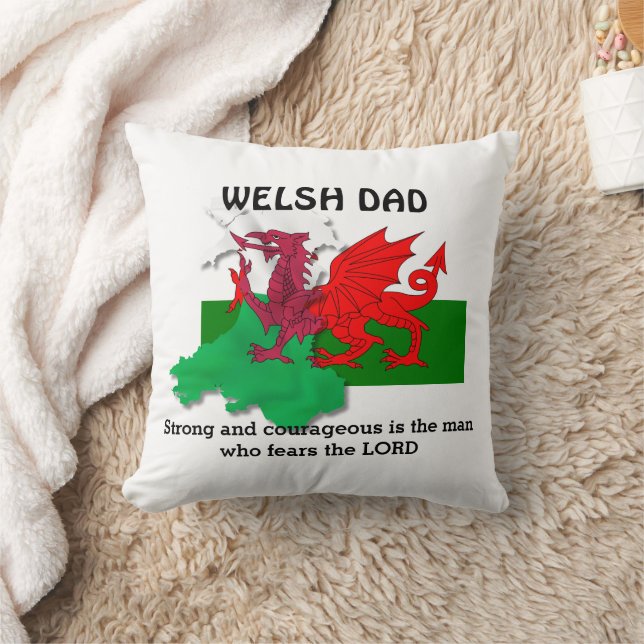 WELSH DAD Flag of Wales Throw Pillow (Blanket)