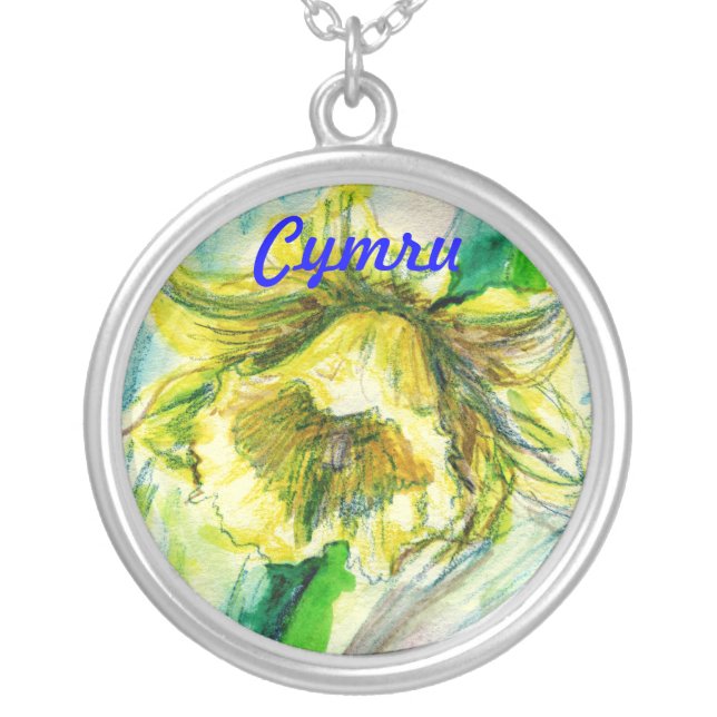 Welsh Daffodil Silver Plated Necklace (Front)