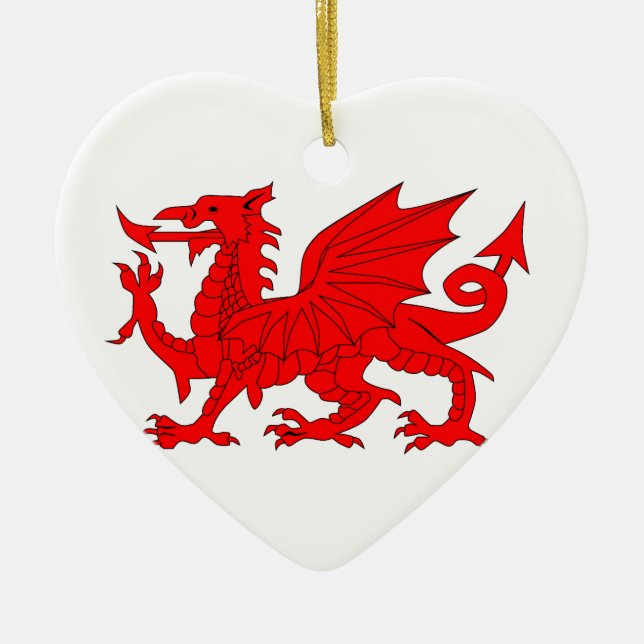 Welsh Dragon Ceramic Ornament (Front)