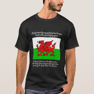 Welsh Dragon Flag Llanfairpwllgwyngyll T-Shirt