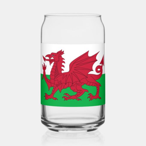 Welsh Dragon  Flag of Wales Can Glass