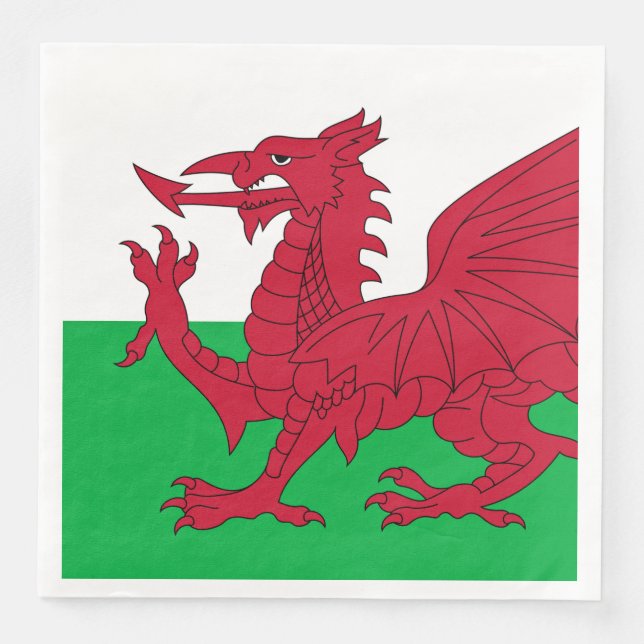 Welsh Dragon ~ Flag of Wales Paper Dinner Napkins (Front)
