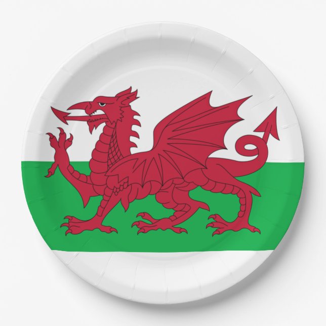 Welsh Dragon ~ Flag of Wales Paper Plates (Front)