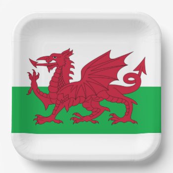 Welsh Dragon ~ Flag Of Wales Paper Plates by SunshineDazzle at Zazzle