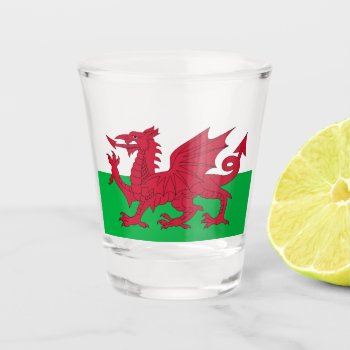 Welsh Dragon ~ Flag Of Wales Shot Glass by SunshineDazzle at Zazzle