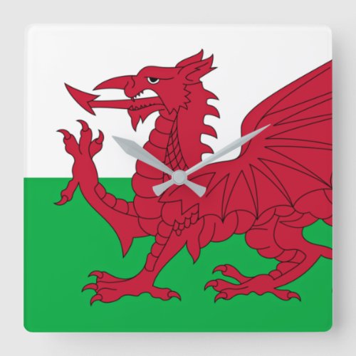 Welsh Dragon  Flag of Wales Square Wall Clock
