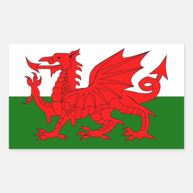 Welsh Dragon Flag Rectangular Sticker (Front)