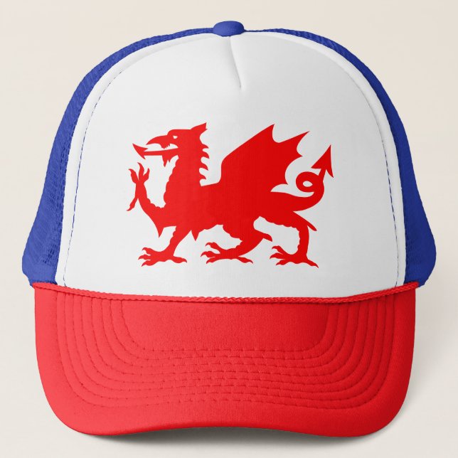 Welsh Dragon Flag, Wales Dragon Flag, England Trucker Hat (Front)