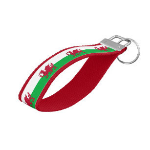 Welsh dragon flag wrist keychain