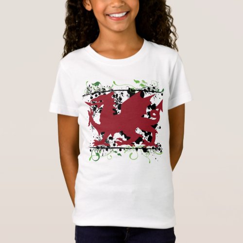 Welsh Dragon Girls Fitted T_Shirt