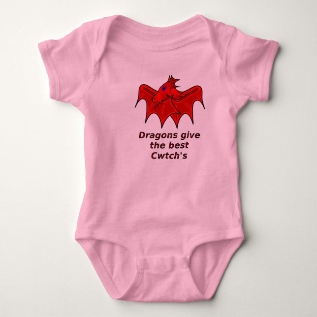 Welsh dragon give the best cwtch's wales baby grow baby bodysuit (Front)