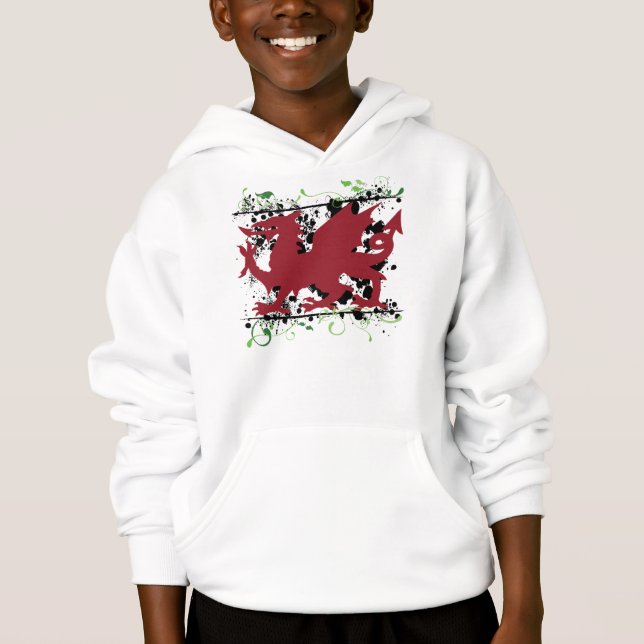 Welsh Dragon Kid's Hoodie Sweatshirt (Front)